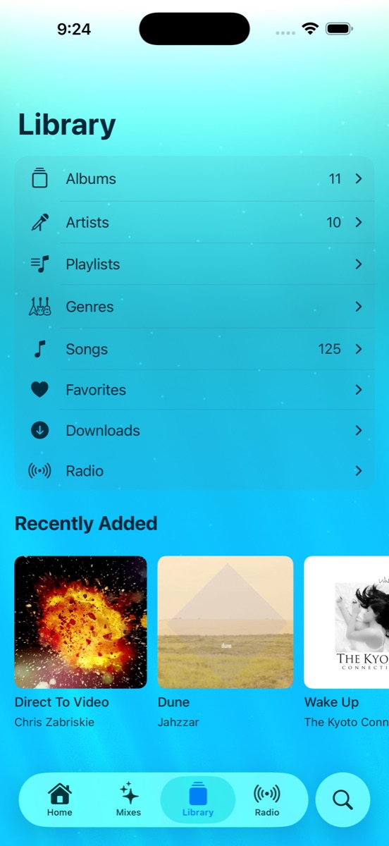 Reef Library tab listing albums with artwork
